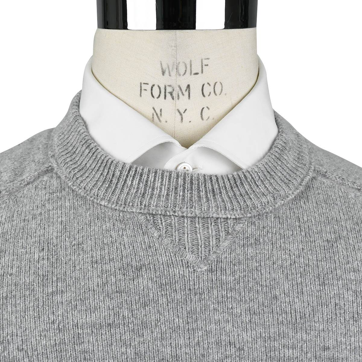 Boss Gray Wool Cotton Pa Sweater Crewneck