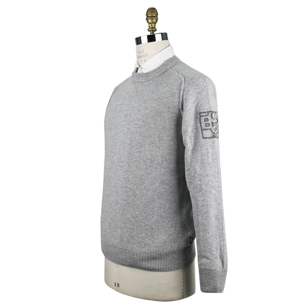 Boss Gray Wool Cotton Pa Sweater Crewneck