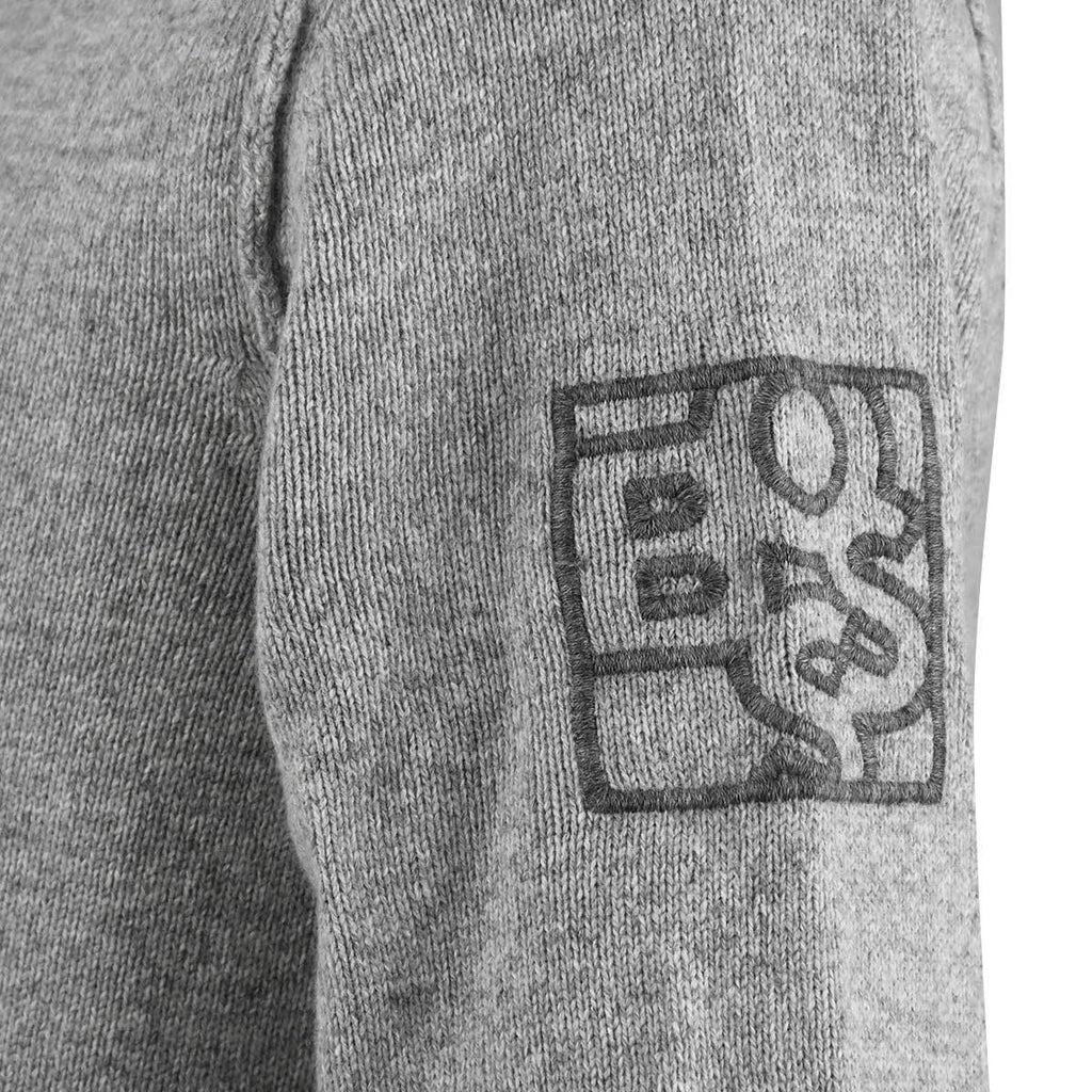 Boss Gray Wool Cotton Pa Sweater Crewneck