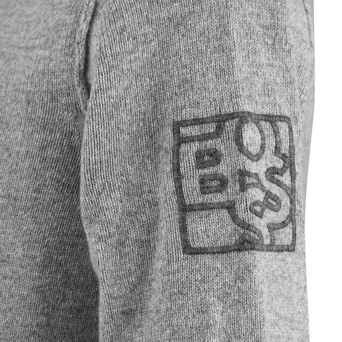Boss Gray Wool Cotton Pa Sweater Crewneck