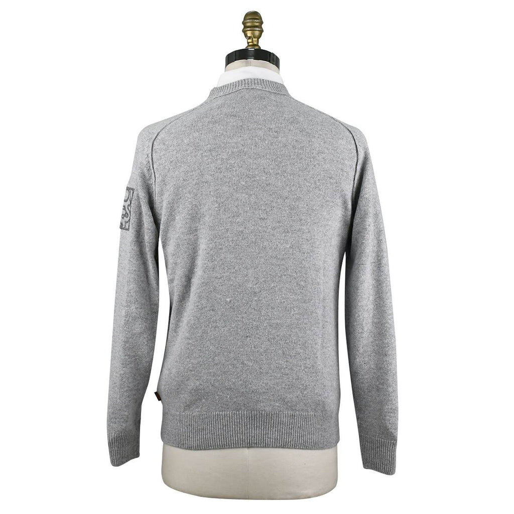 Boss Gray Wool Cotton Pa Sweater Crewneck