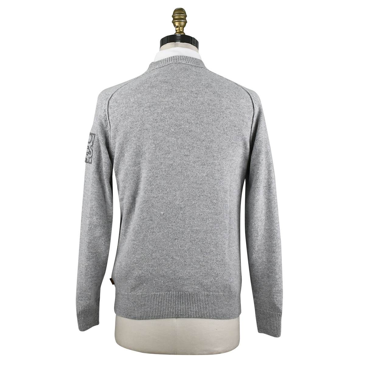 Boss Gray Wool Cotton Pa Sweater Crewneck