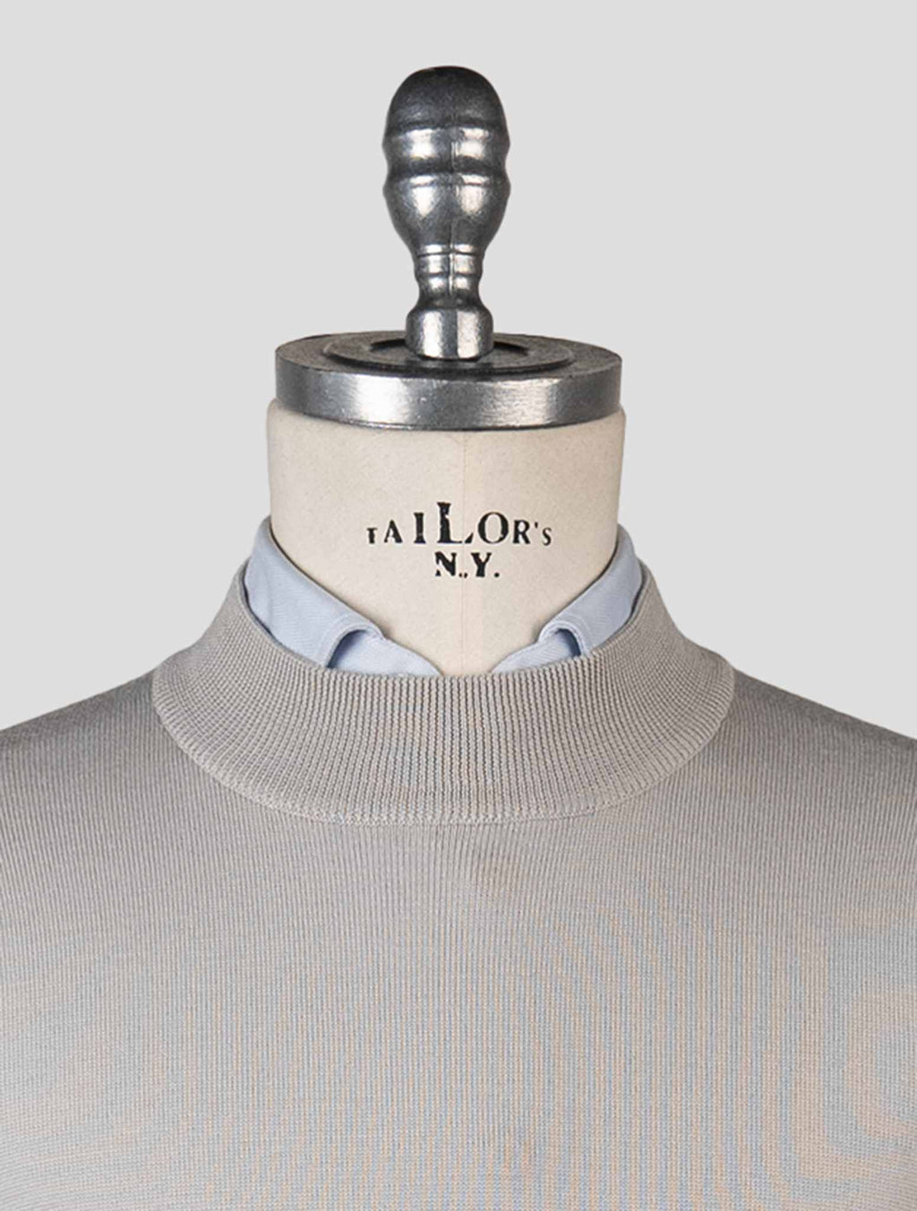 Gran Sasso Gray Virgin Wool Sweater Half Neck