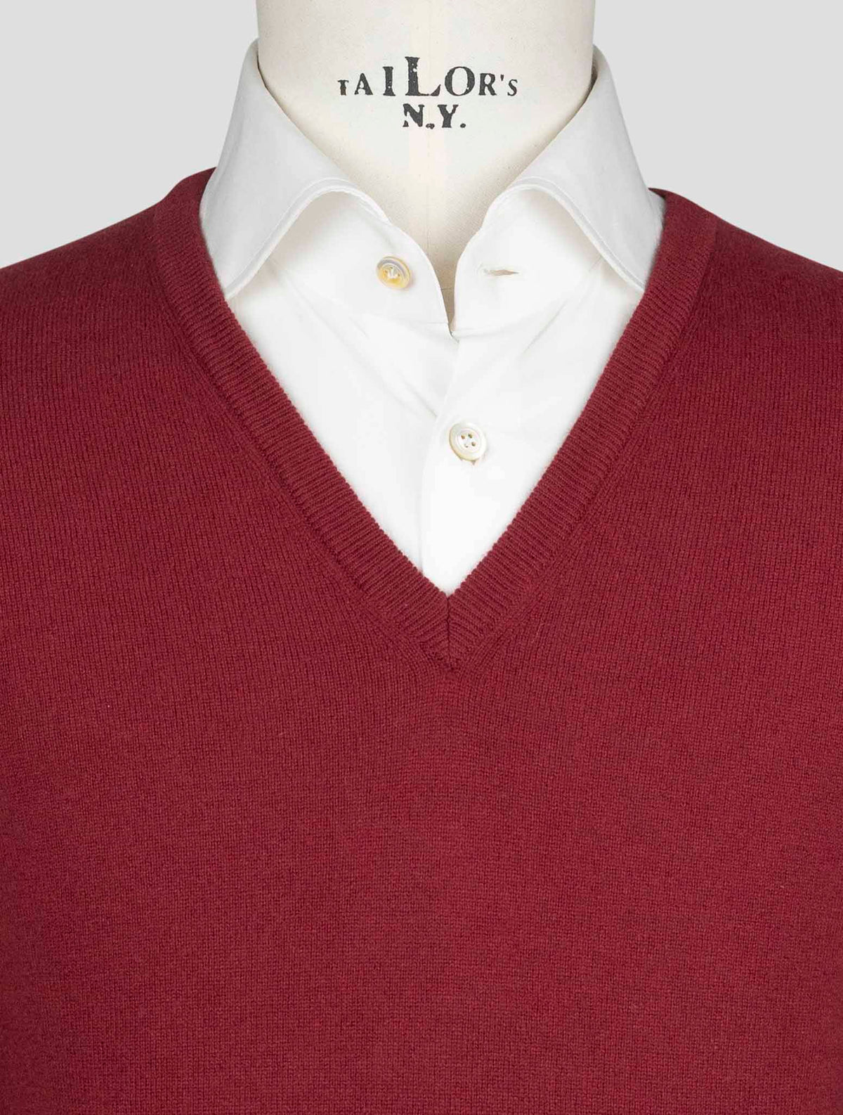 Gran Sasso Red Virgin Wool Viscose Cashmere Sweater V-Neck