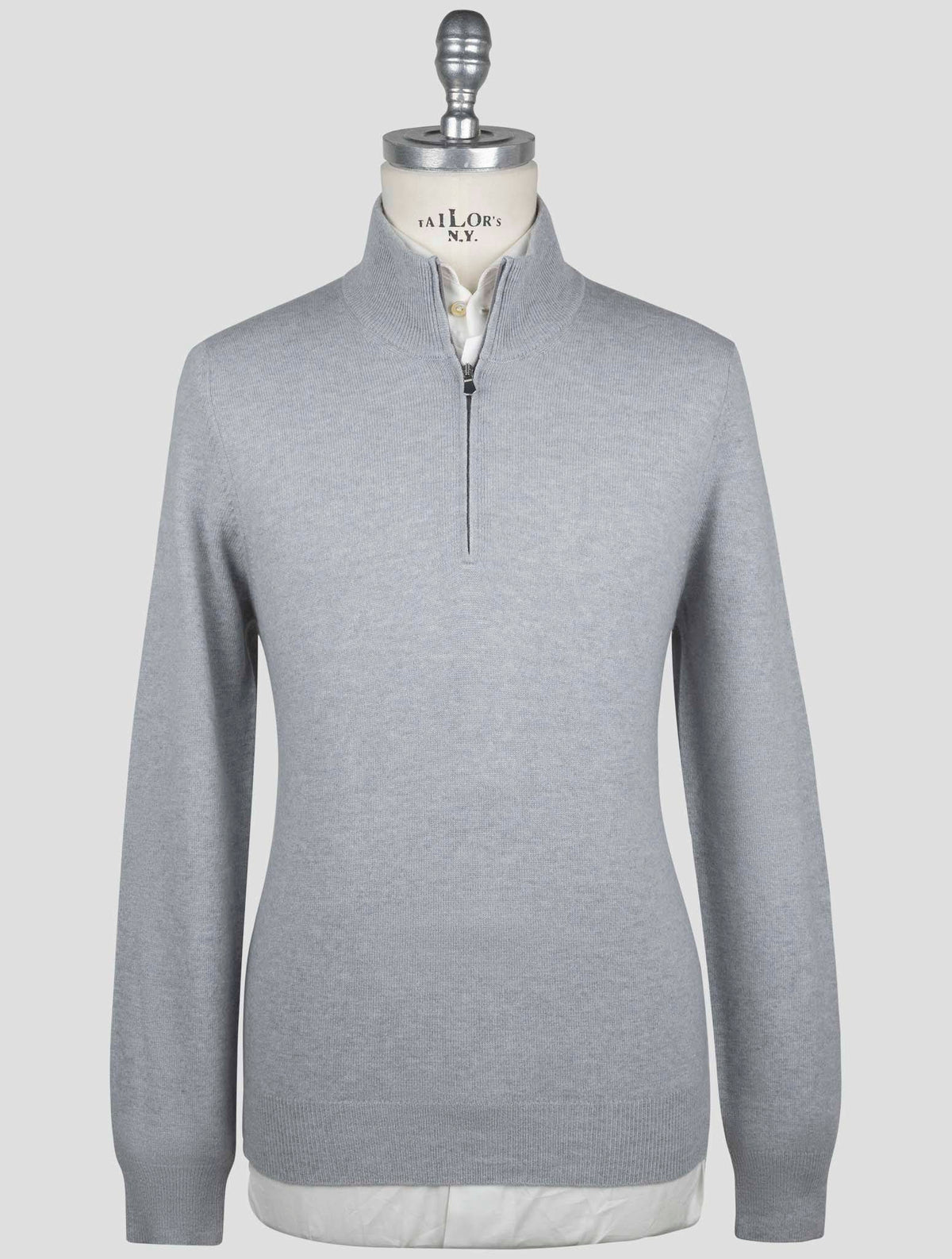Gran Sasso Gran Sasso Gray Virgin Wool Viscose Cashmere Sweater Half Zip Gray 000