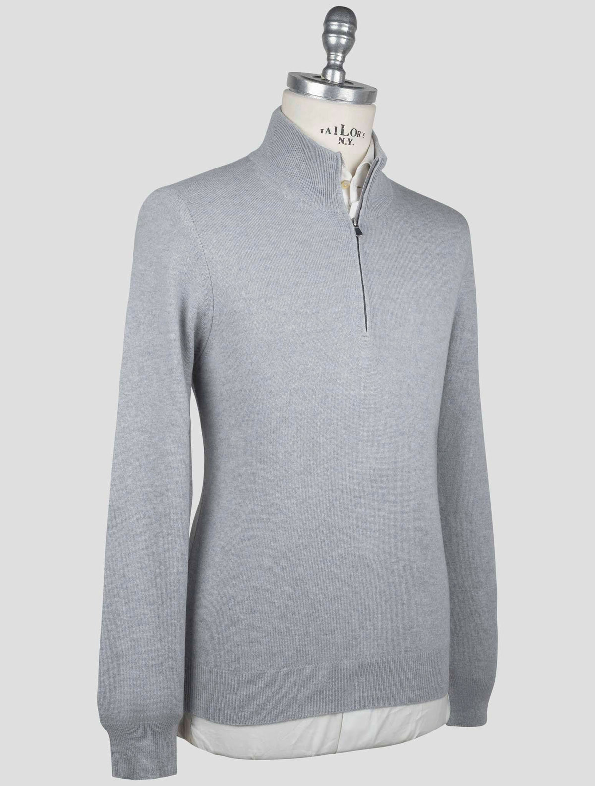 Gran Sasso Gran Sasso Gray Virgin Wool Viscose Cashmere Sweater Half Zip Gray 001