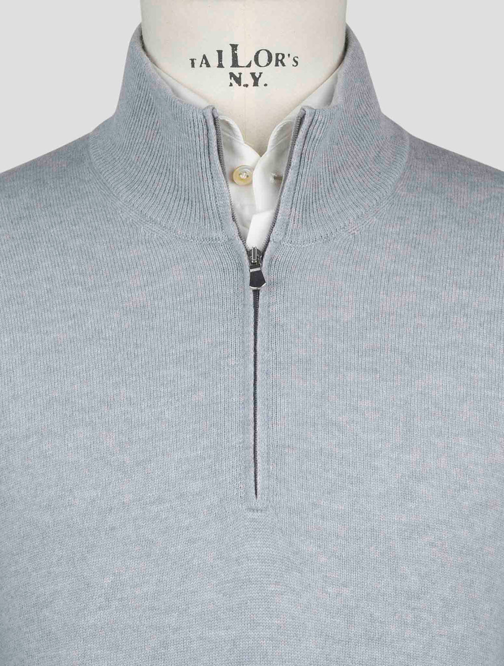 Gran Sasso Gray Virgin Wool Viscose Cashmere Sweater Half Zip