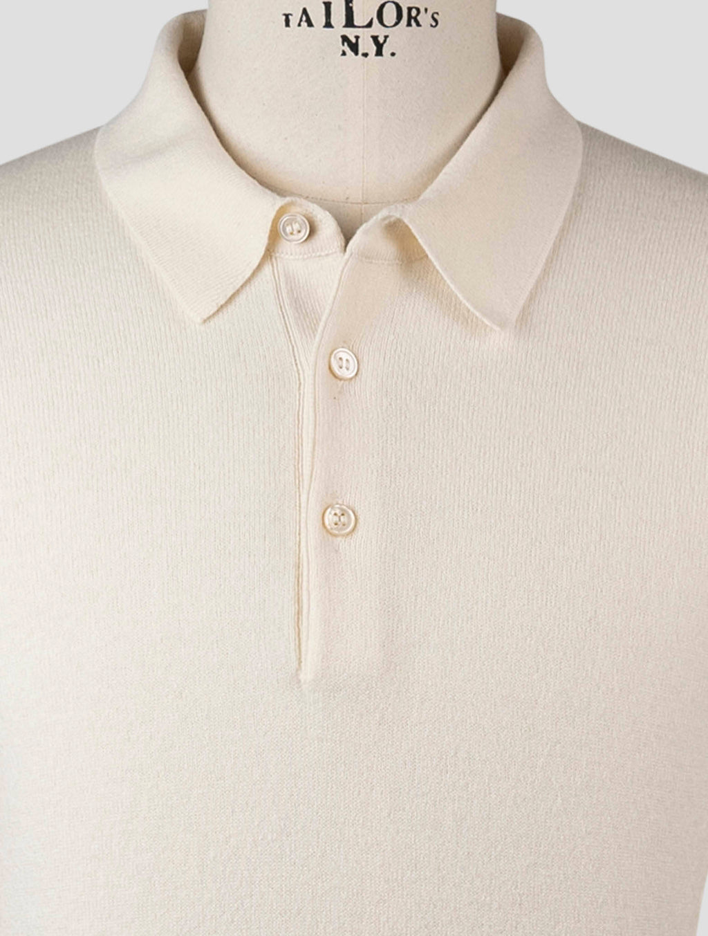 Gran Sasso White Virgin Wool Viscose Cashmere Sweater Polo
