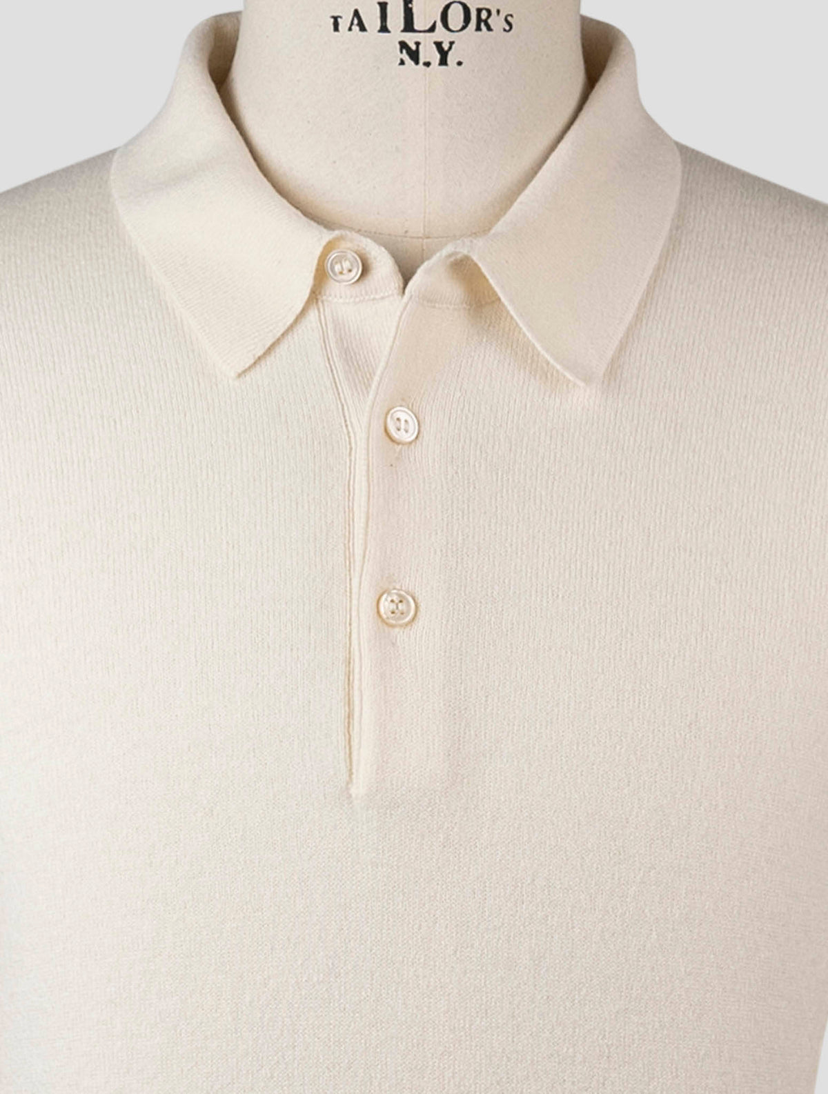 Gran Sasso White Virgin Wool Viscose Cashmere Sweater Polo