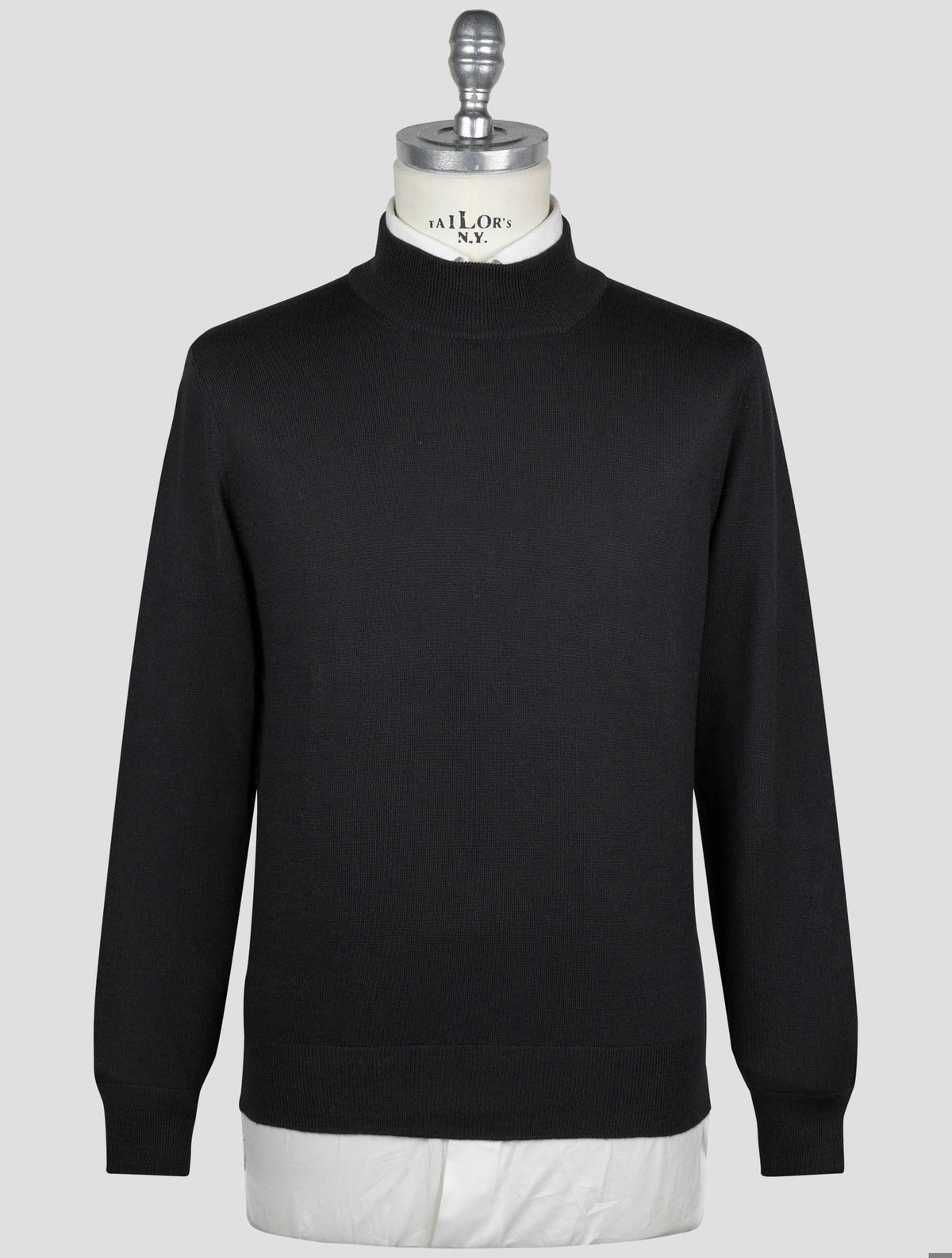 Gran Sasso Black Virgin Wool Sweater Half Neck