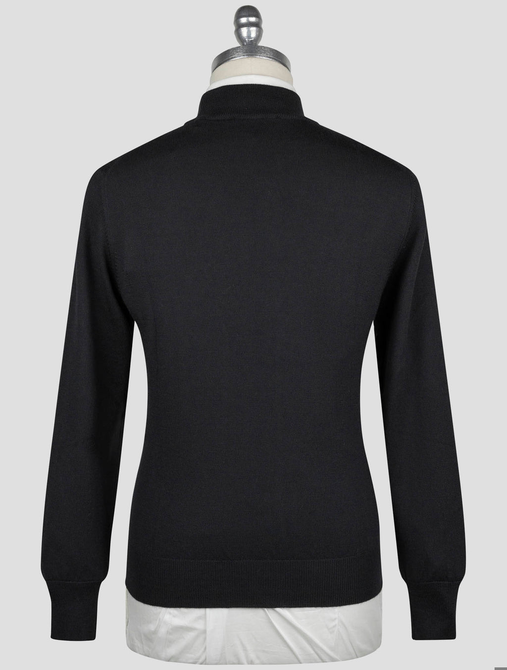 Gran Sasso Black Virgin Wool Sweater Half Neck