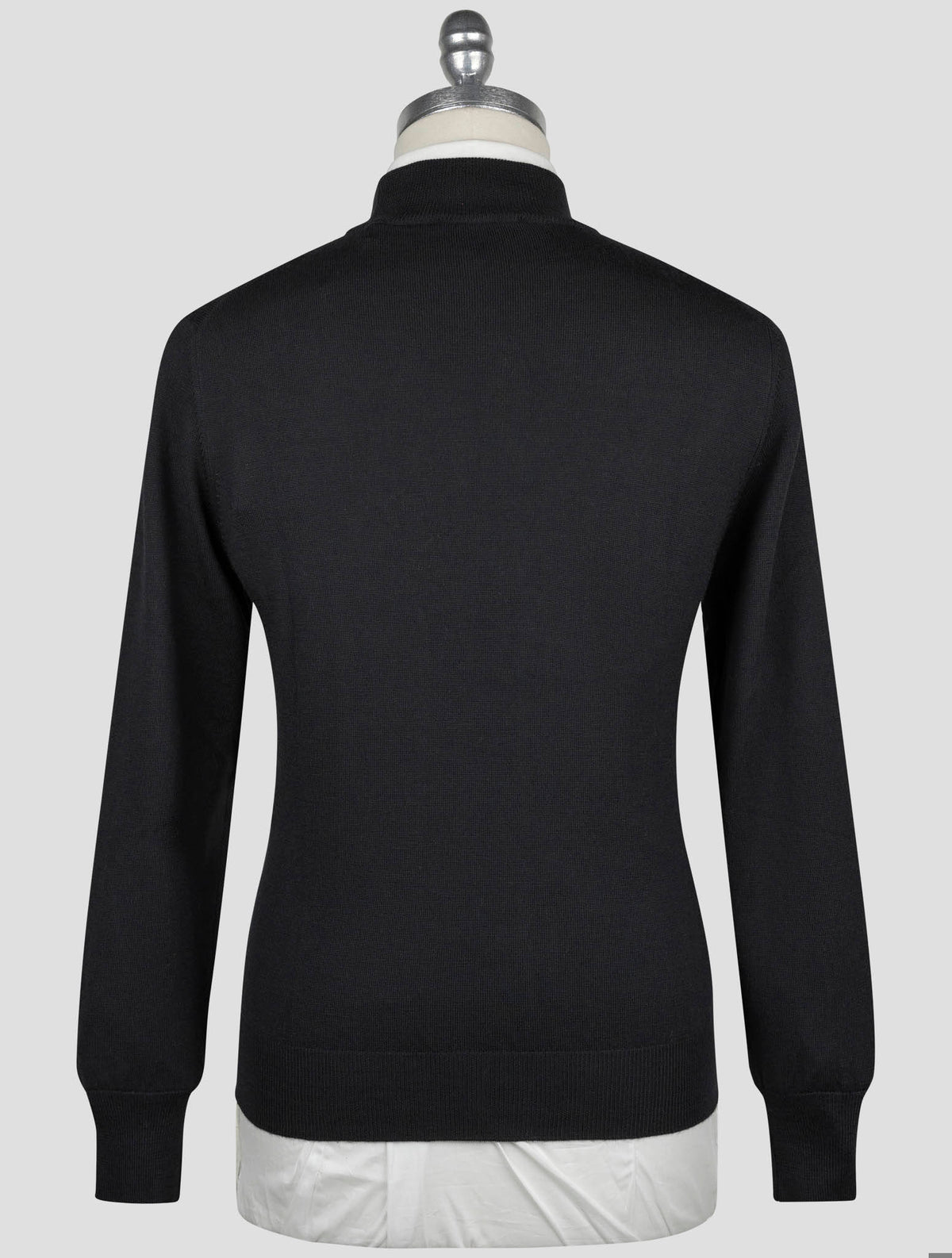 Gran Sasso Black Virgin Wool Sweater Half Neck