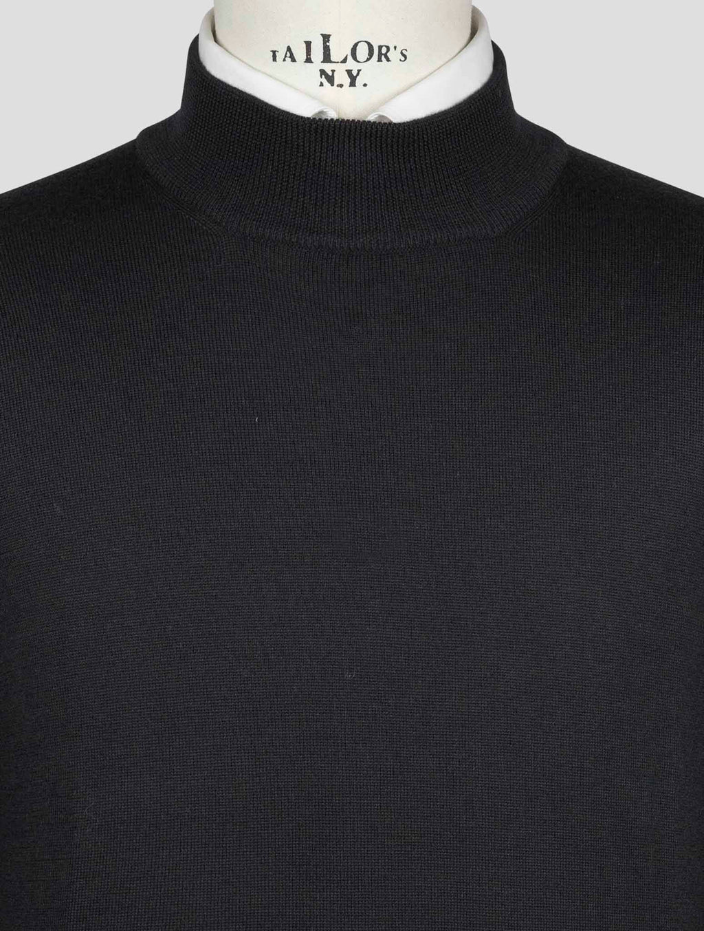 Gran Sasso Black Virgin Wool Sweater Half Neck