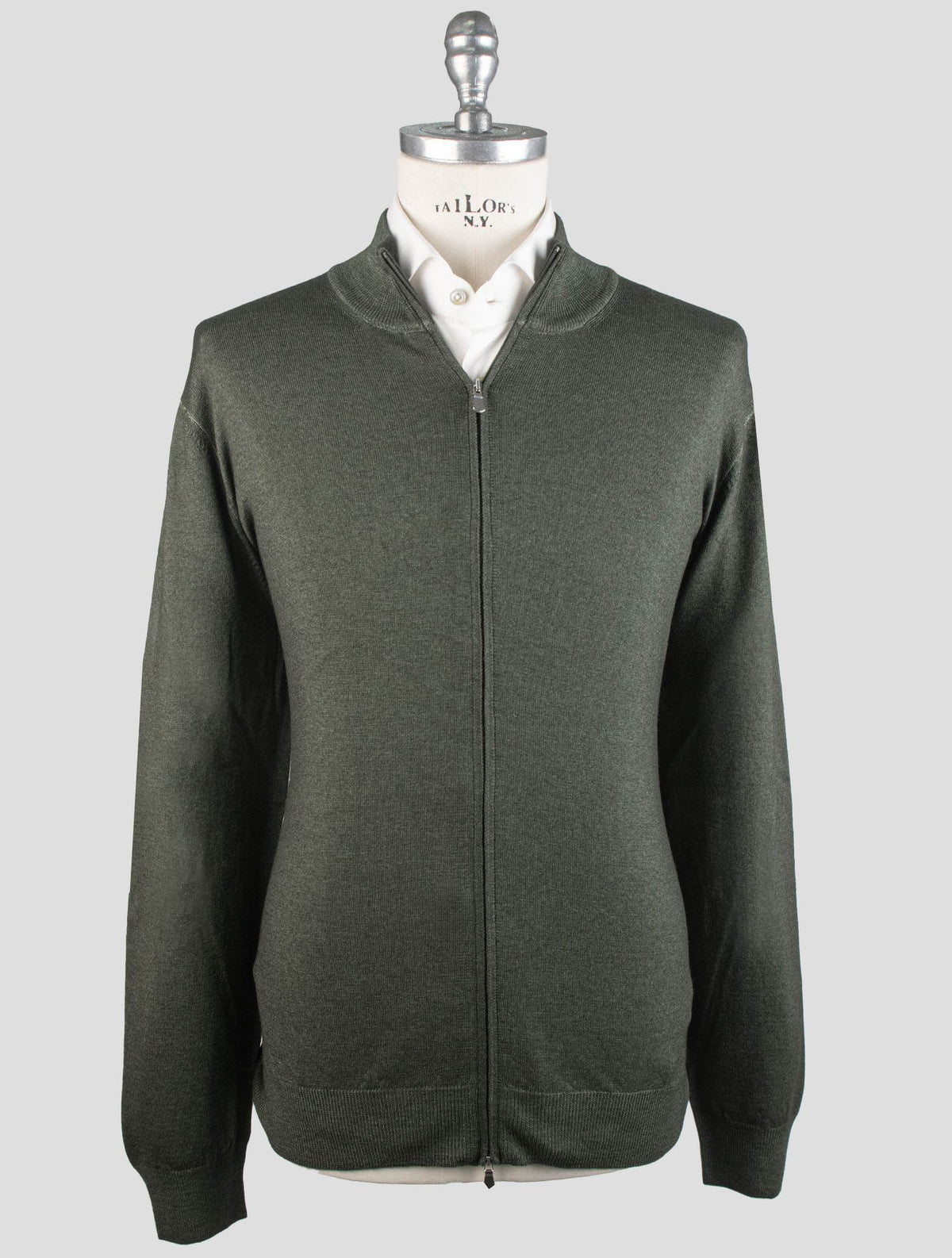 Gran Sasso Green Virgin Wool Sweater Full Zip