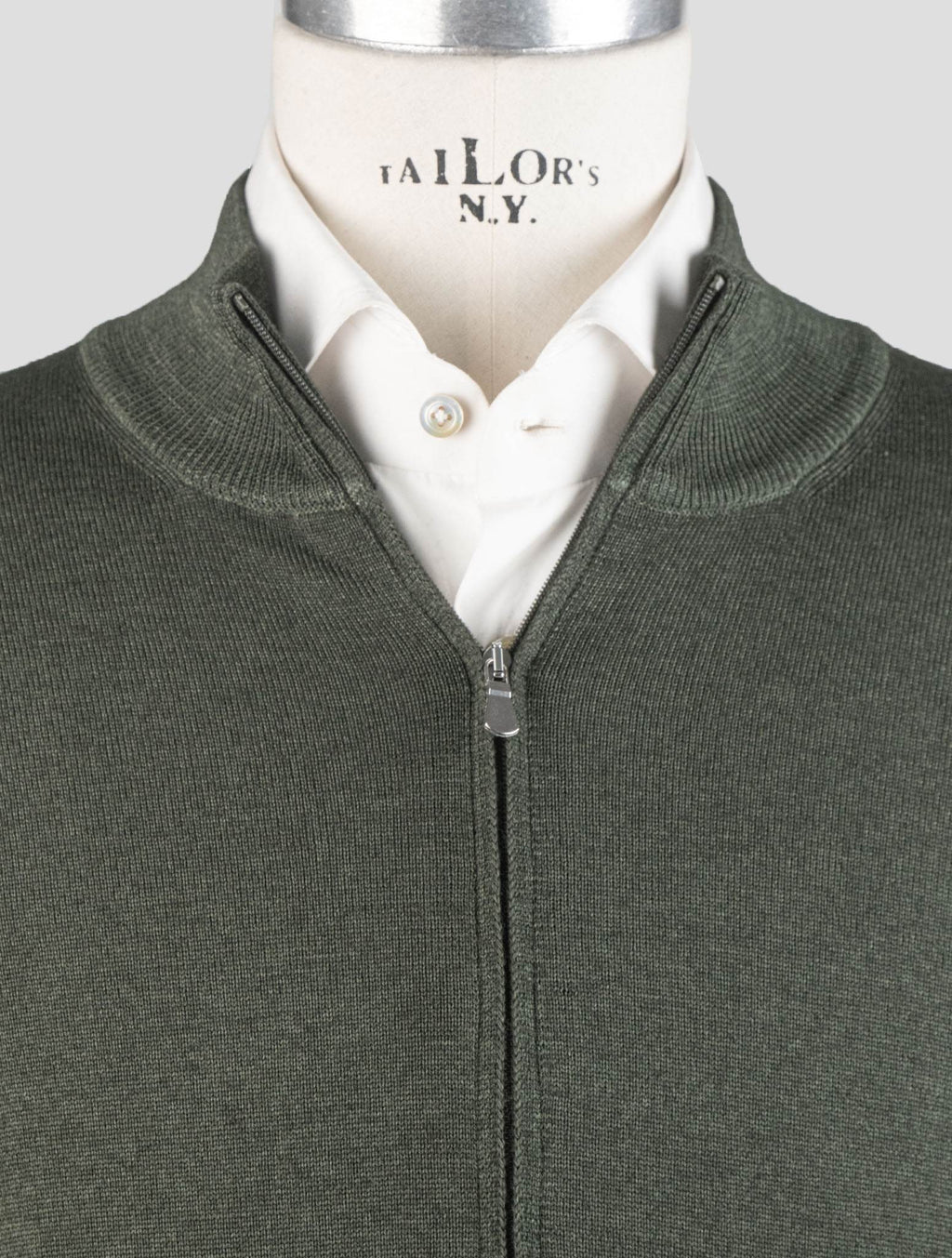 Gran Sasso Green Virgin Wool Sweater Full Zip
