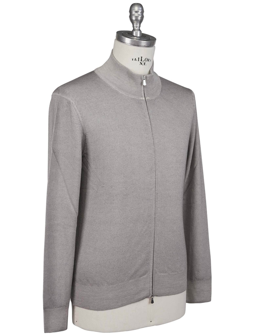 Gran Sasso Gran Sasso Gray Virgin Wool Sweater Full Zip Gray 001