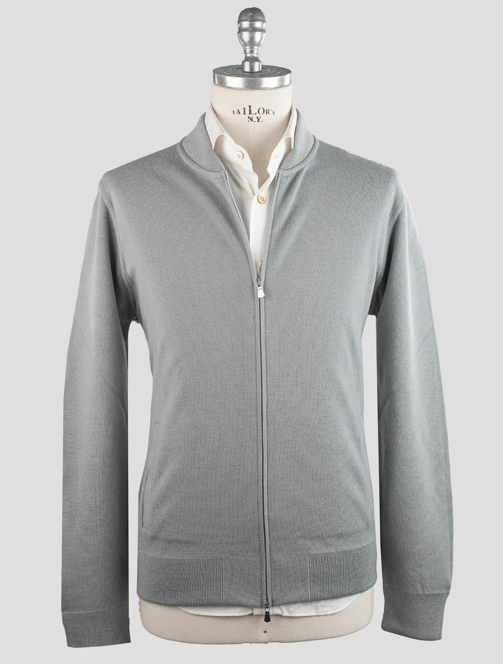 Gran Sasso Gray Virgin Wool Sweater Full Zip