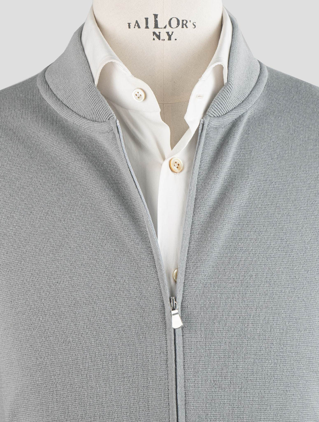 Gran Sasso Gray Virgin Wool Sweater Full Zip