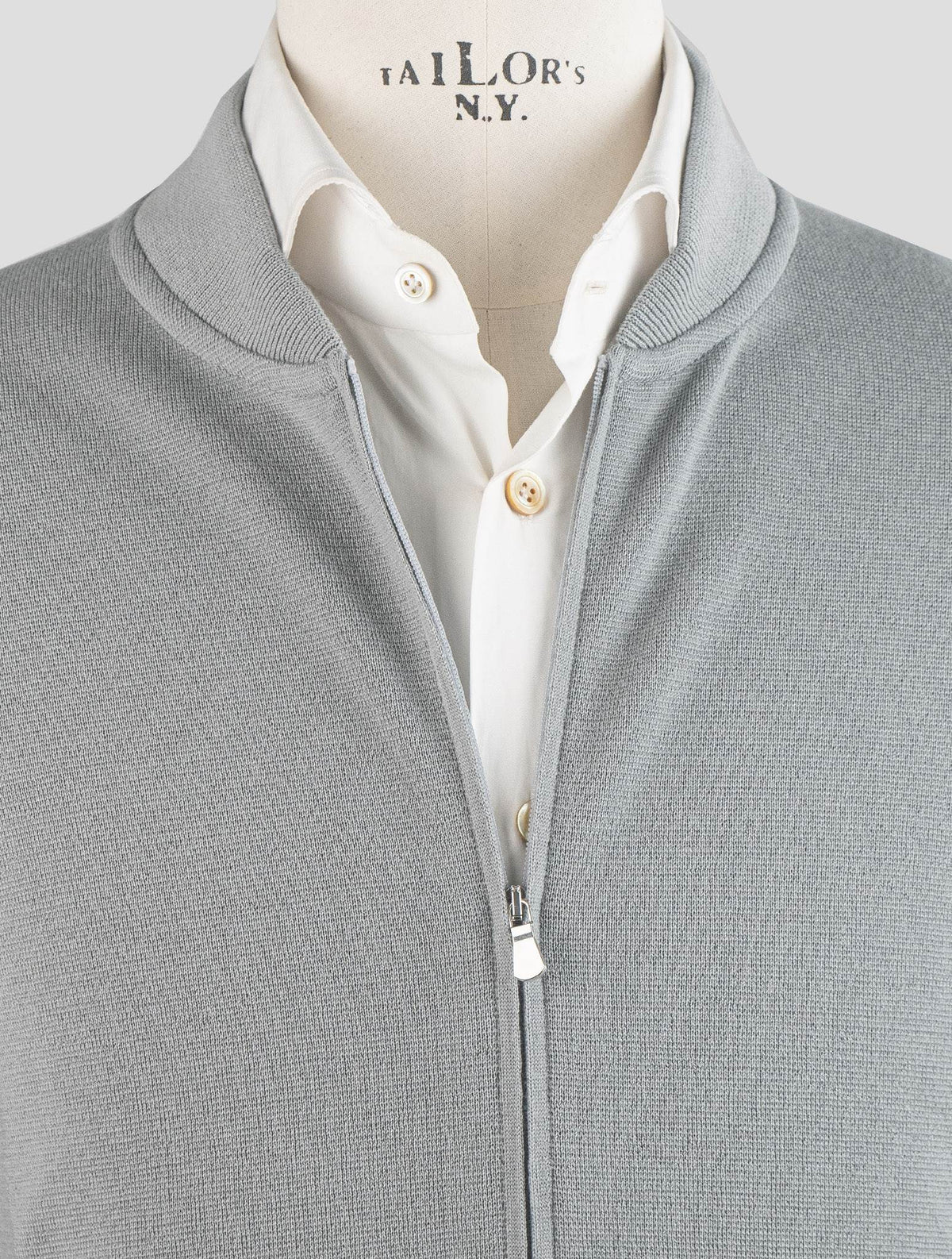 Gran Sasso Gray Virgin Wool Sweater Full Zip
