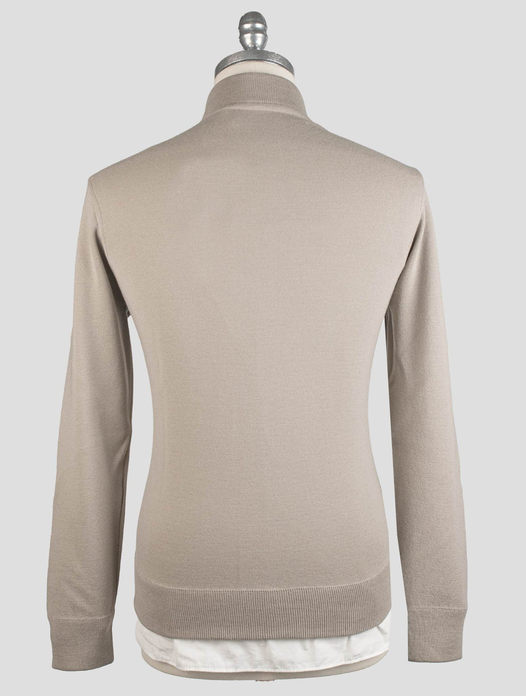Gran Sasso Beige Virgin Wool Sweater Full Zip