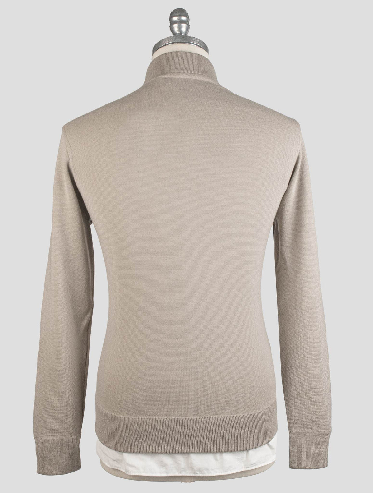Gran Sasso Beige Virgin Wool Sweater Full Zip