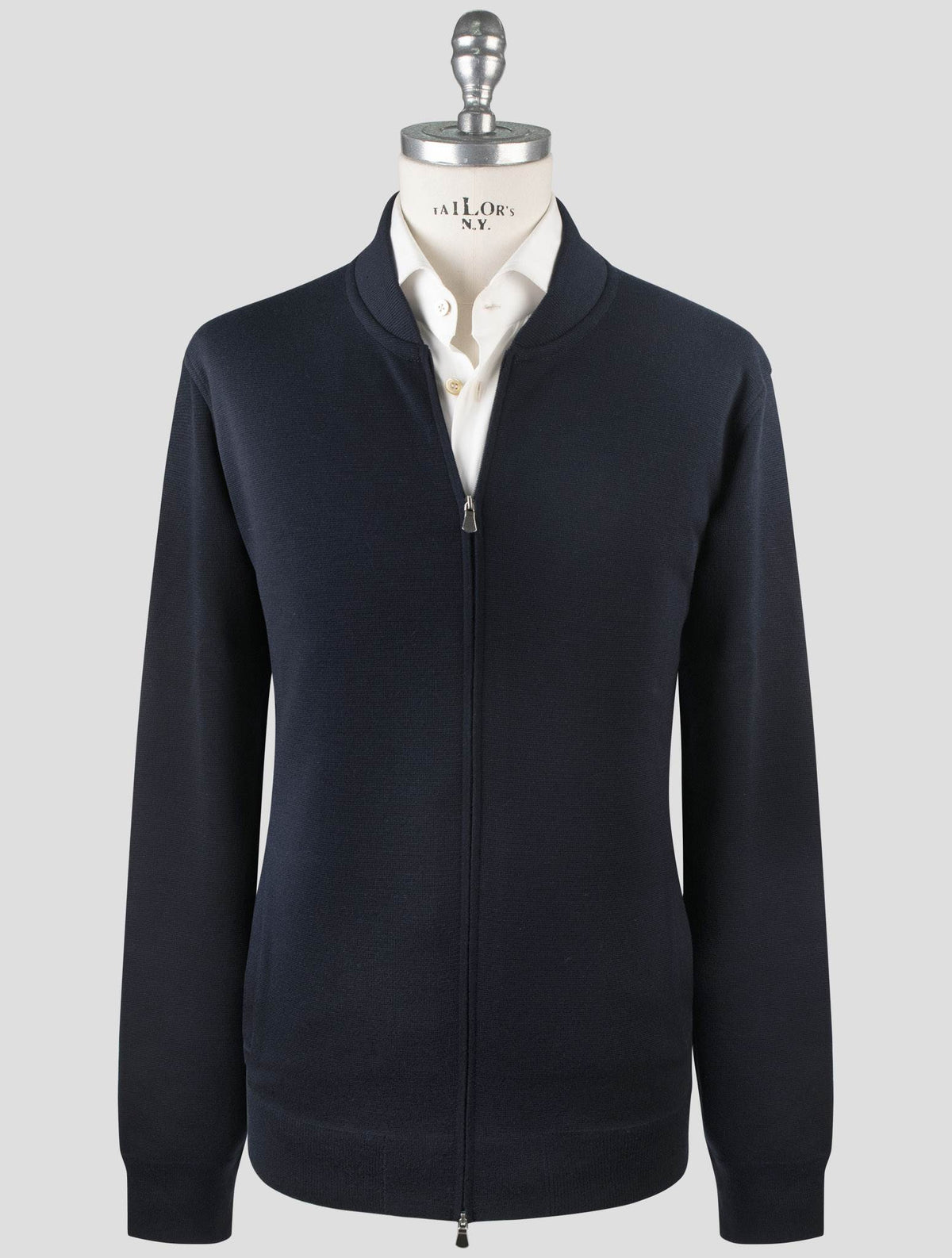 Gran Sasso Dark Blue Virgin Wool Coat Full Zip