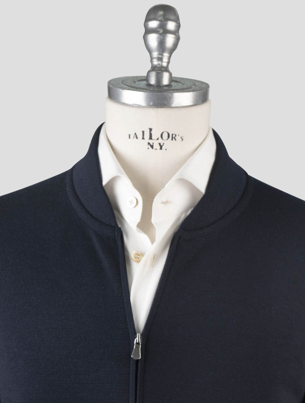 Gran Sasso Dark Blue Virgin Wool Coat Full Zip