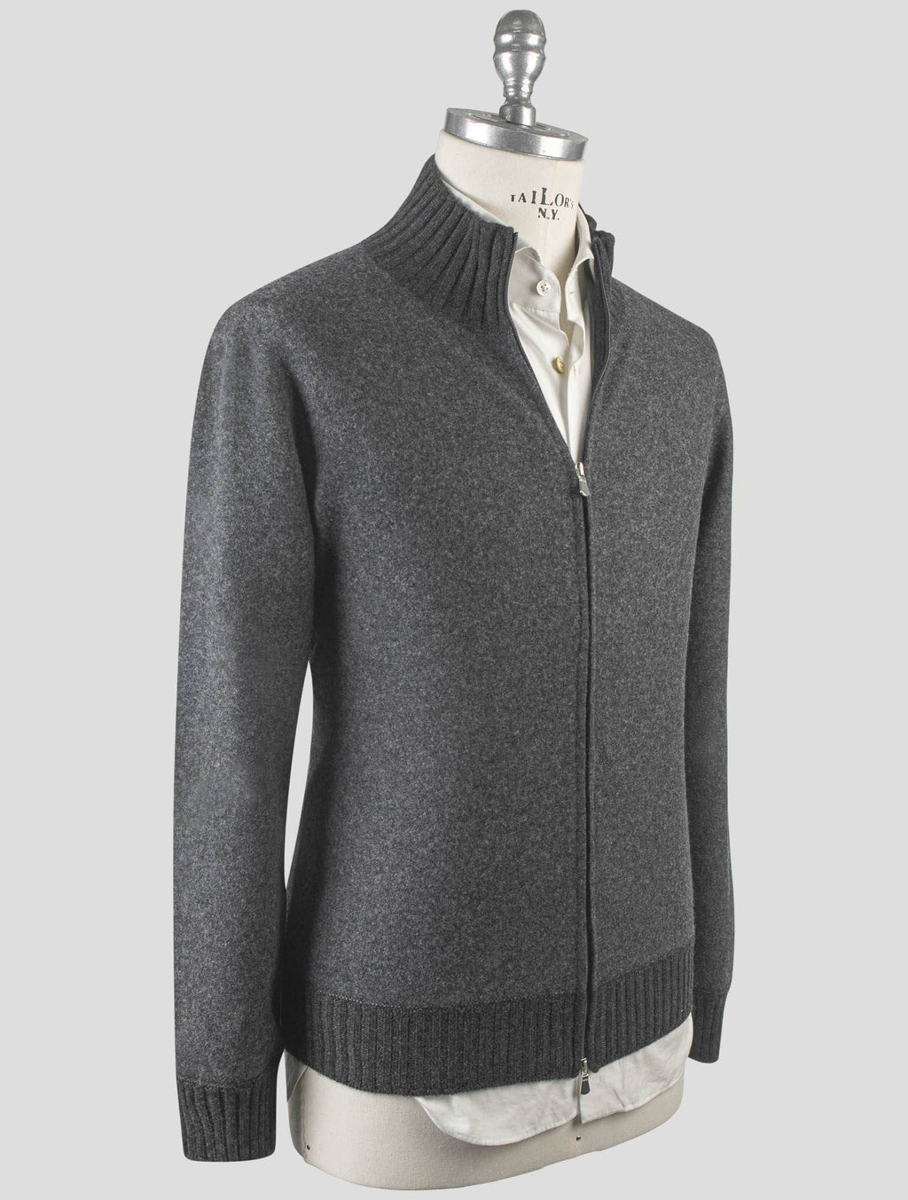 Gran Sasso Gran Sasso Gray Cashmere Sweater Full Zip Gray 001