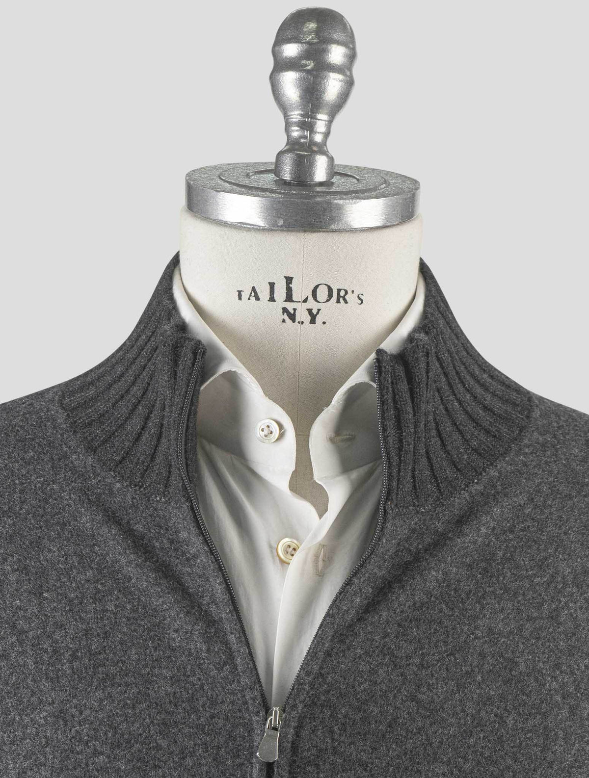 Gran Sasso Gray Cashmere Sweater Full Zip