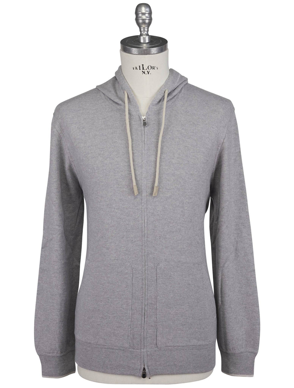 'Gran Sasso Gray Virgin Wool Viscose Cashmere Sweater Full Zip