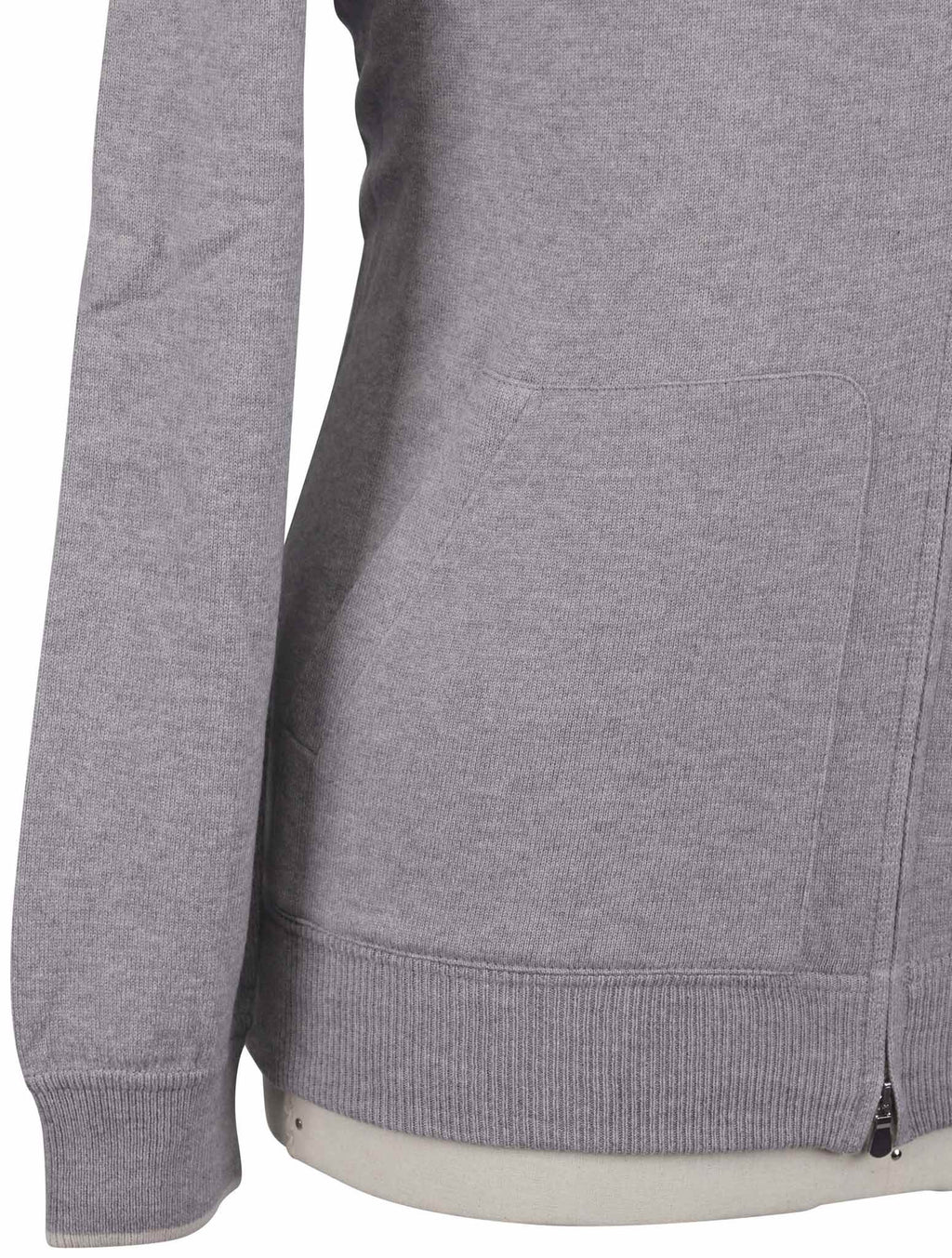 'Gran Sasso Gray Virgin Wool Viscose Cashmere Sweater Full Zip