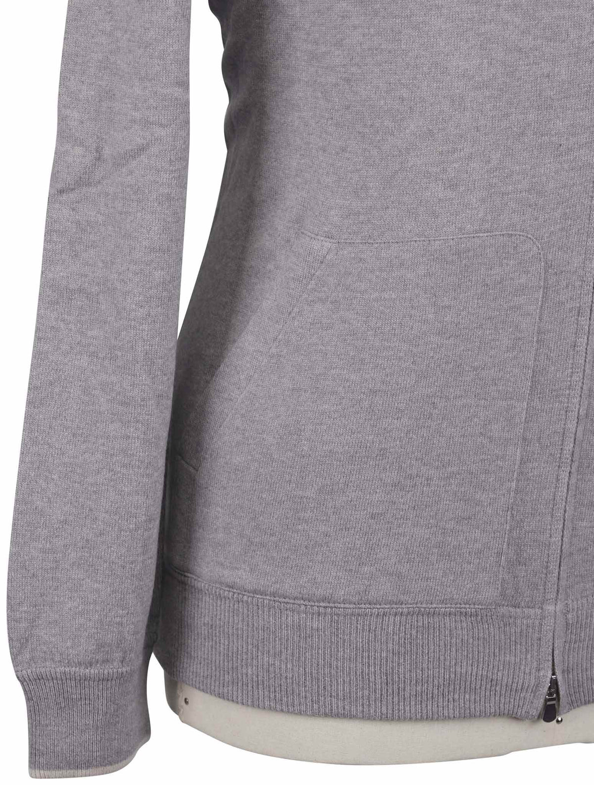 'Gran Sasso Gray Virgin Wool Viscose Cashmere Sweater Full Zip