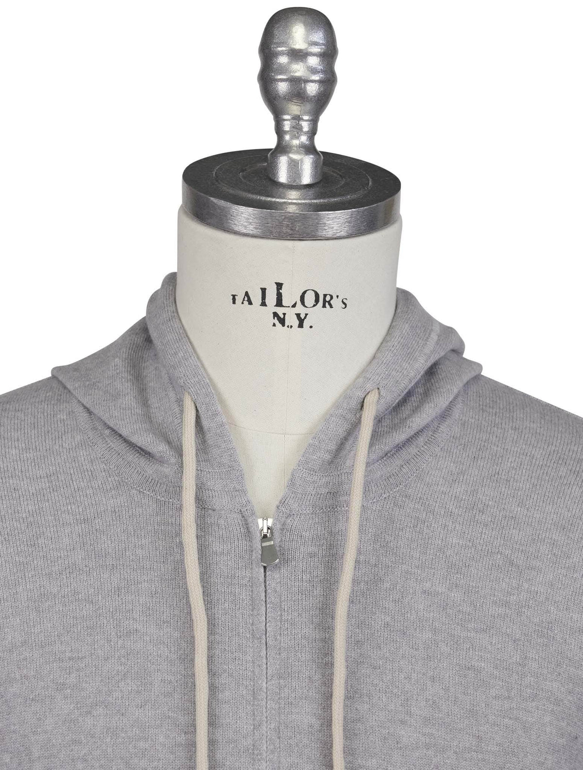 'Gran Sasso Gray Virgin Wool Viscose Cashmere Sweater Full Zip