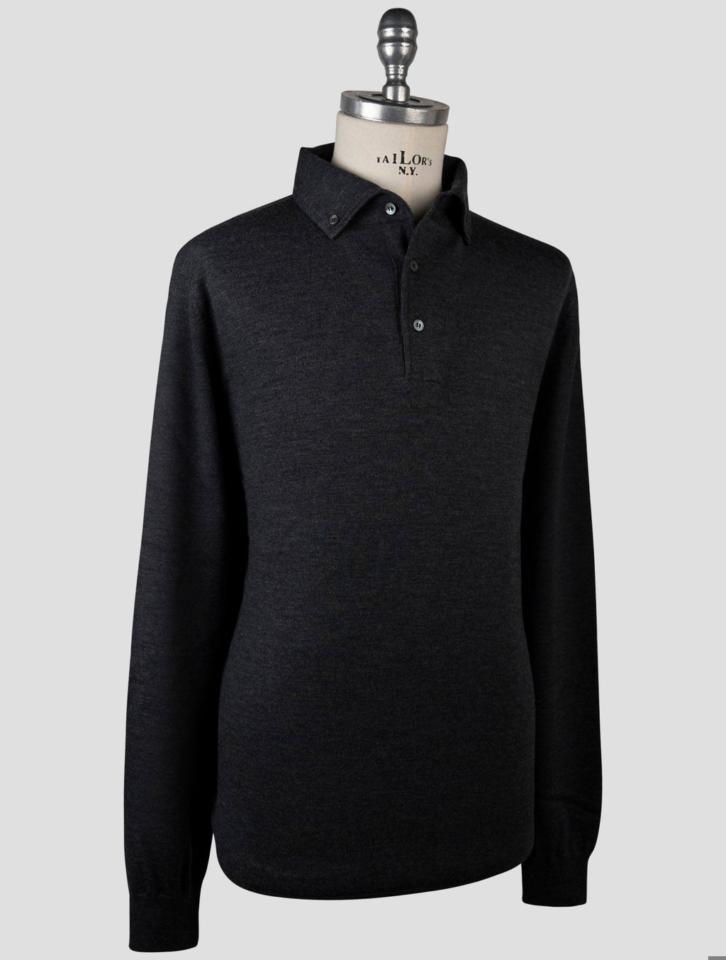 Gran Sasso Gran Sasso Dark Gray Virgin Wool Sweater Polo Dark Gray 001
