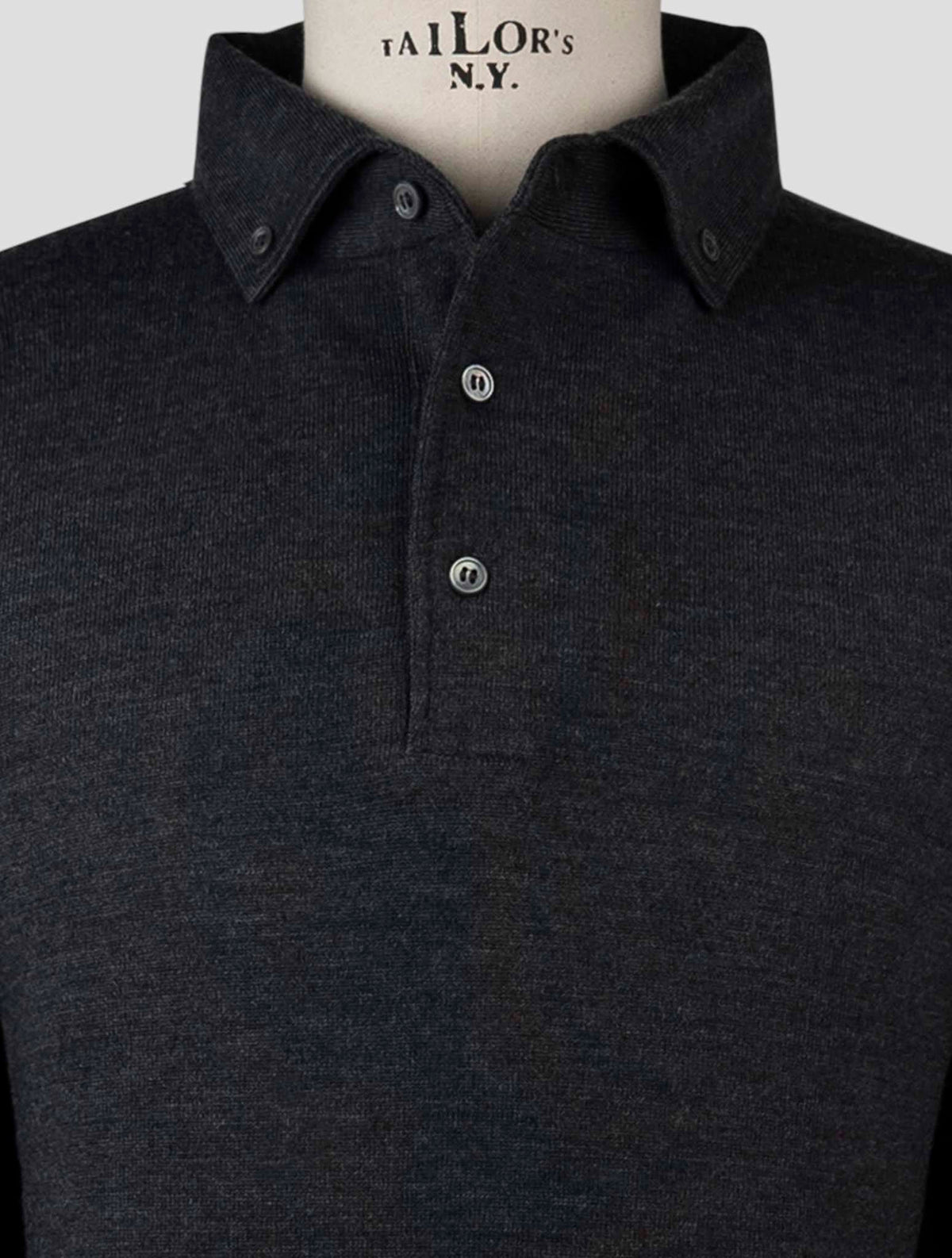 Gran Sasso Dark Gray Virgin Wool Sweater Polo