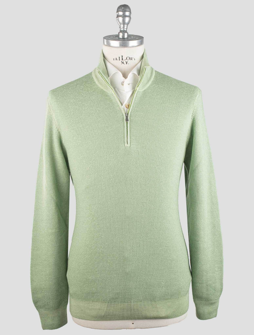 Gran Sasso Green Virgin Wool Sweater Half Zip