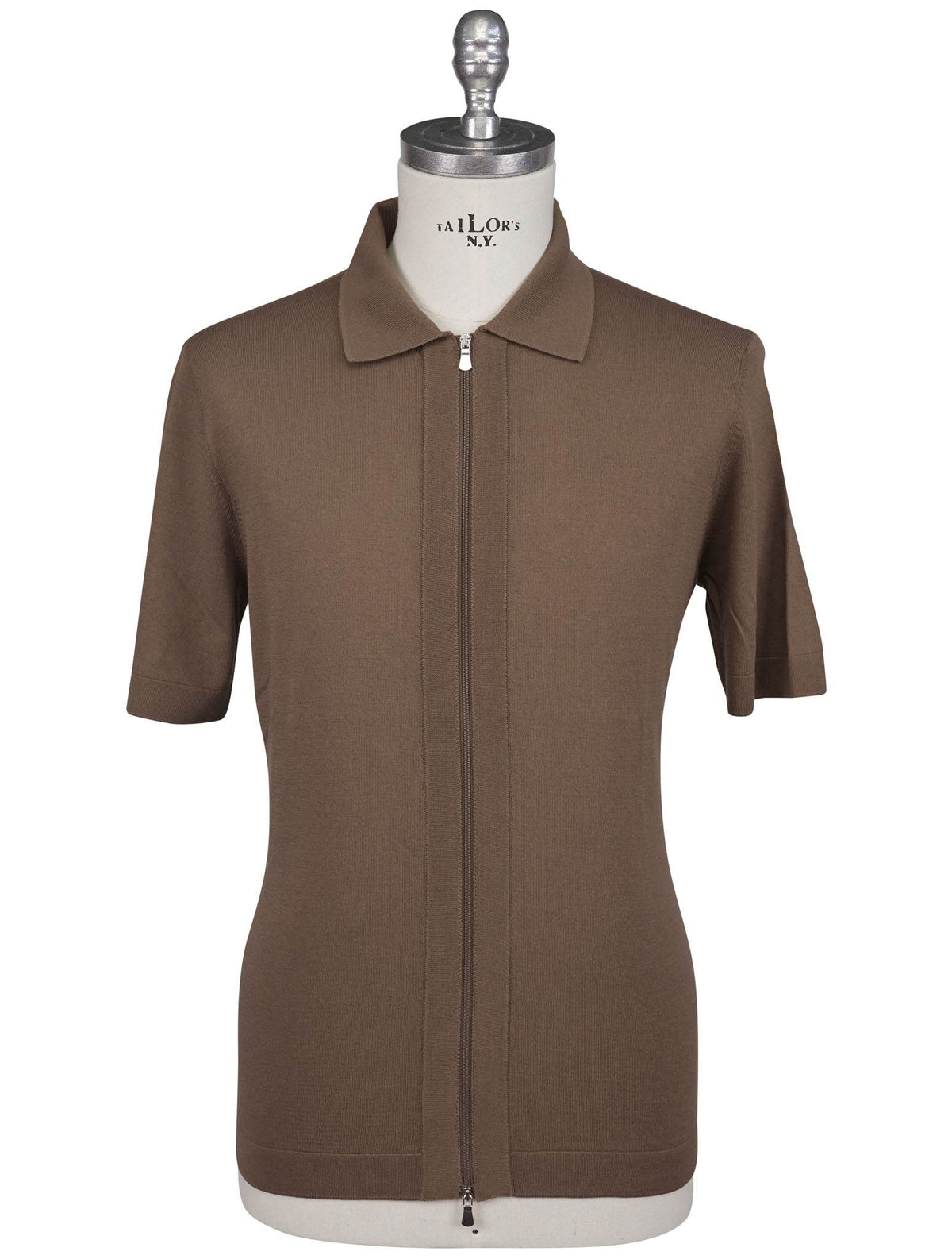 Gran Sasso Brown Cotton Polo Full Zip