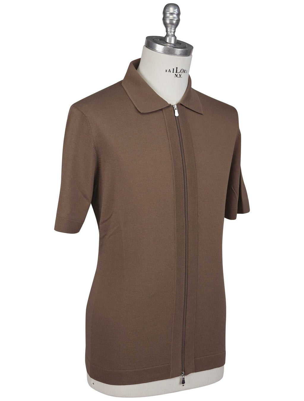 Gran Sasso Gran Sasso Brown Cotton Polo Full Zip Brown 001