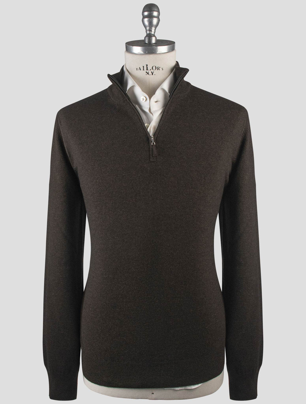 Gran Sasso Blue Virgin Wool Viscose Cashmere Sweater Half Zip