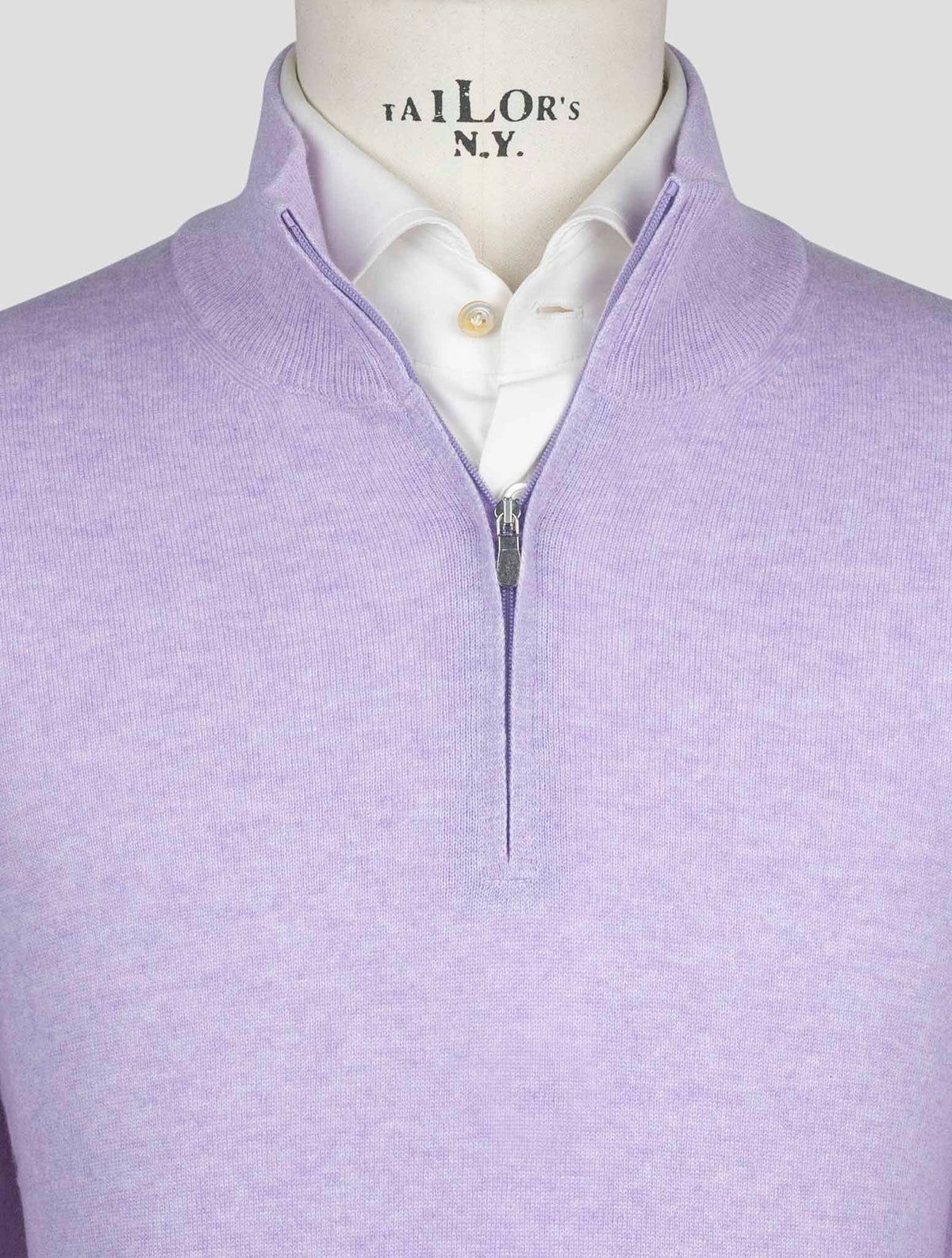 Gran Sasso Lilac Cashmere Sweater Half Zip