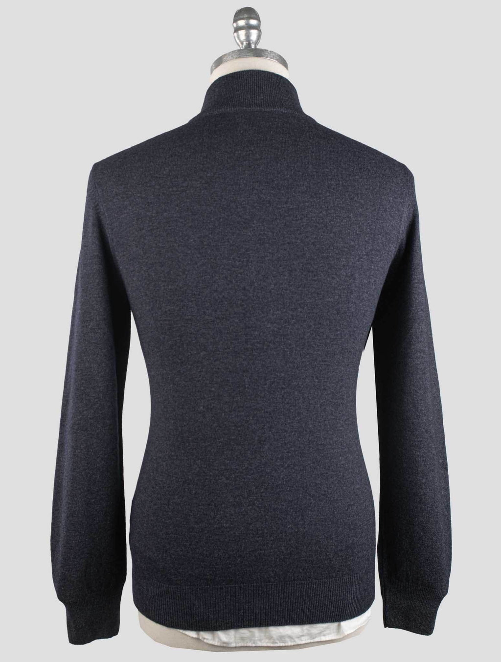 Gran Sasso Blue Virgin Wool Viscose Cashmere Half Zip Sweater