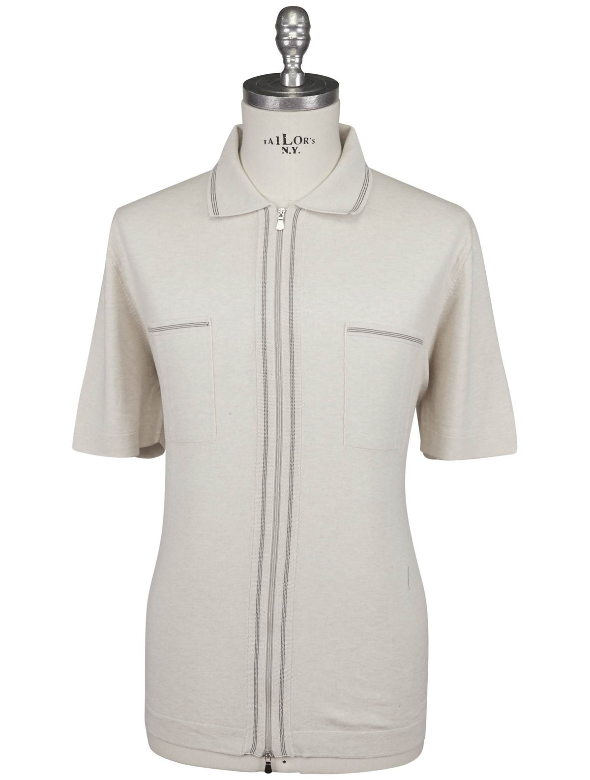Gran Sasso White Cotton Polo Full Zip
