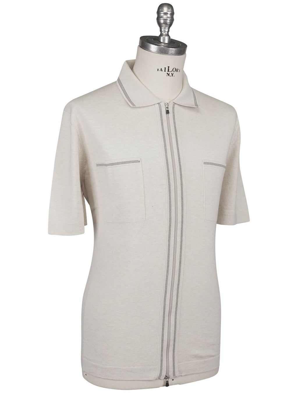 Gran Sasso Gran Sasso White Cotton Polo Full Zip White 001