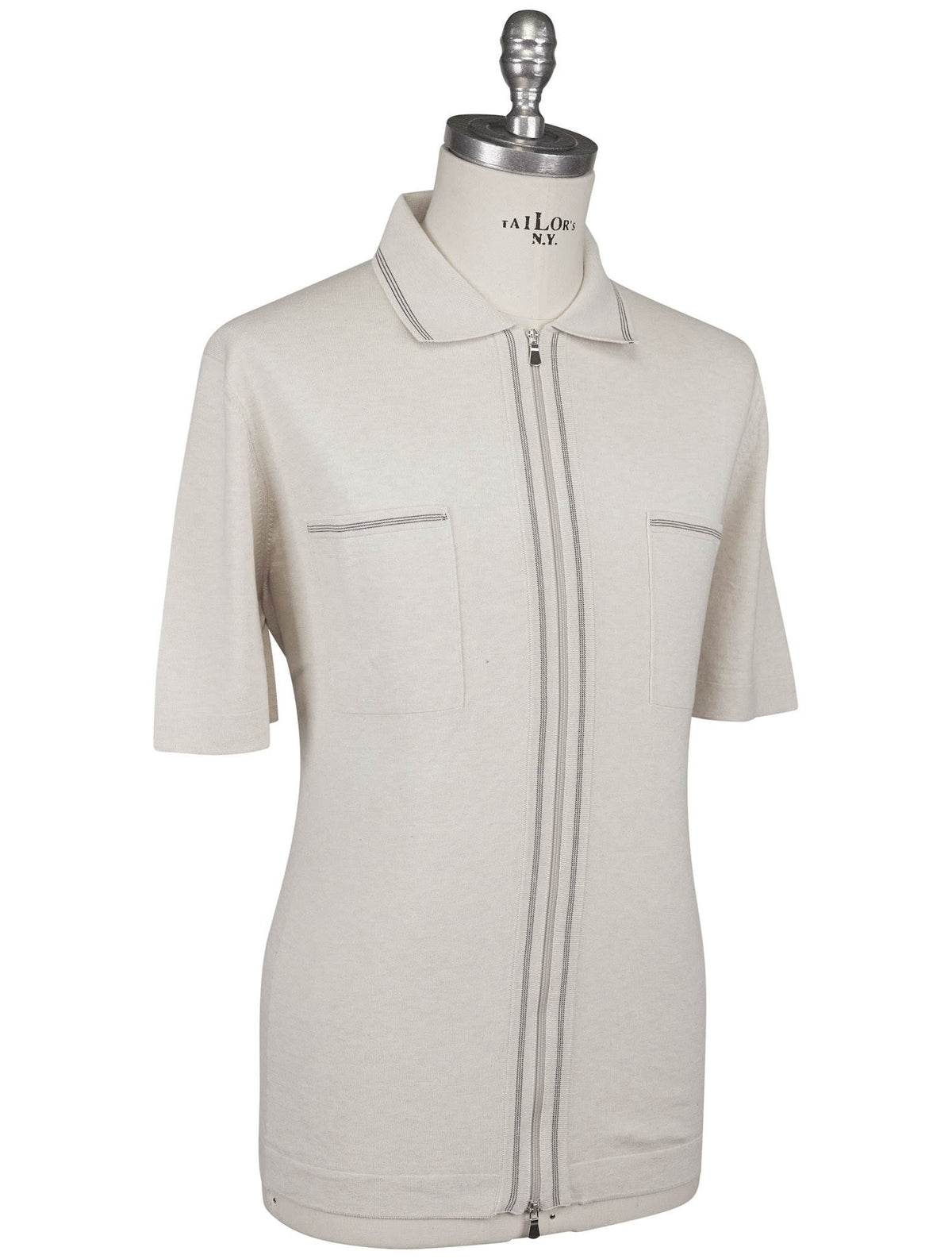 Gran Sasso Gran Sasso White Cotton Polo Full Zip White 001