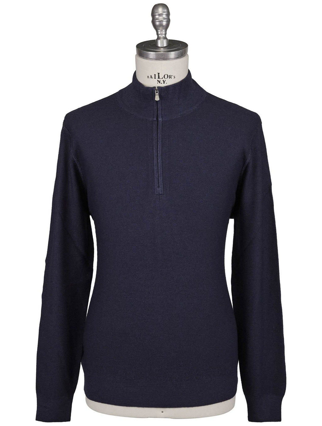 Gran Sasso Blue Virgin Wool Sweater Half Zip