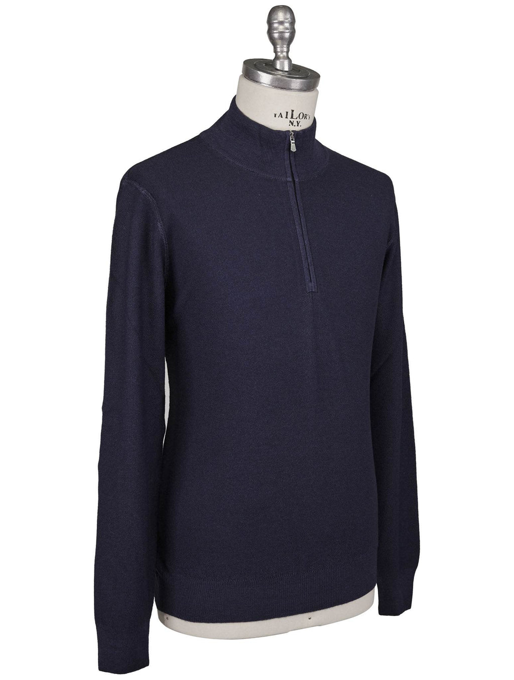 Gran Sasso Gran Sasso Blue Virgin Wool Sweater Half Zip Blue 001