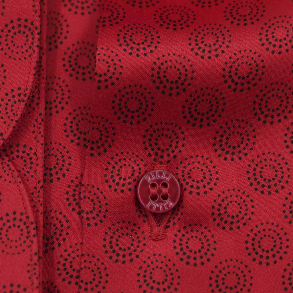 Zilli Red Black Silk Shirt Mod Leo