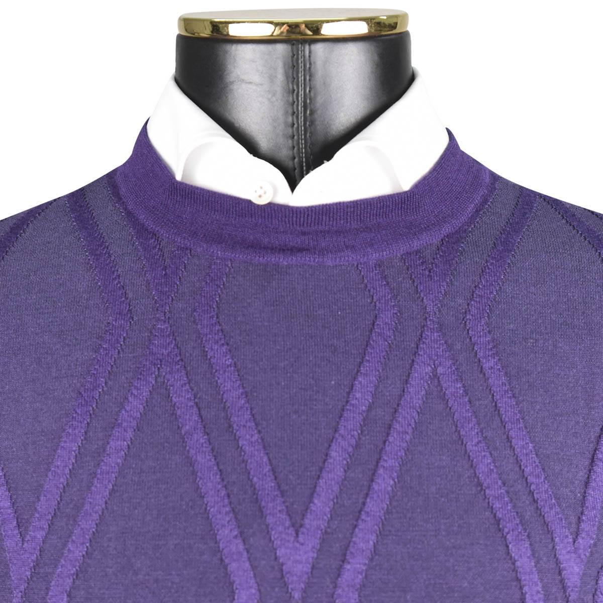 ZILLI Purple Cashmere Silk Sweater Crewneck