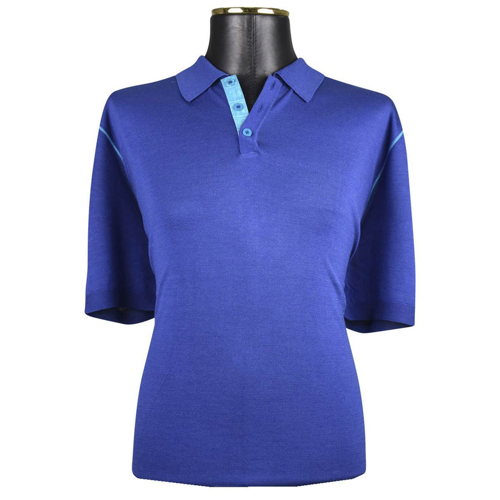 Zilli ZILLI Blue Silk Bamboo Polo Half Button Blue 000
