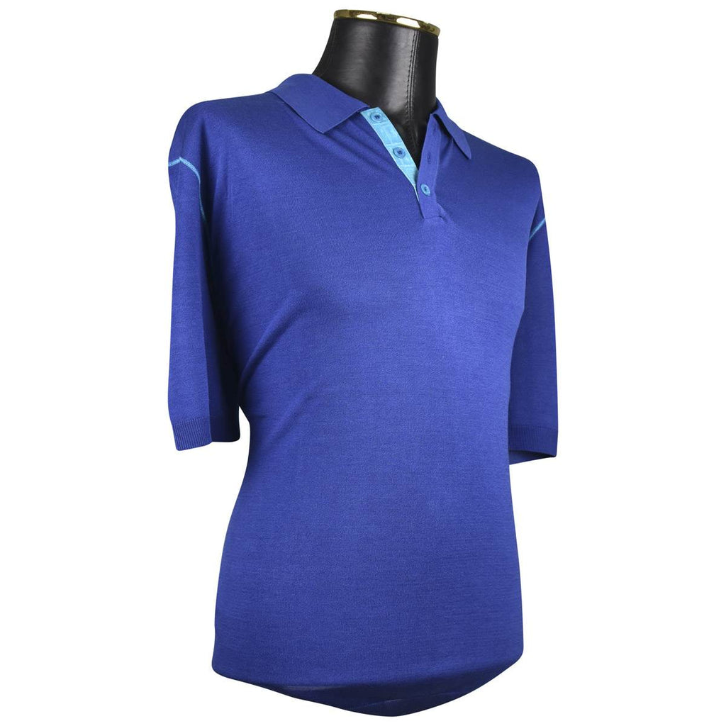 Zilli ZILLI Blue Silk Bamboo Polo Half Button Blue 001